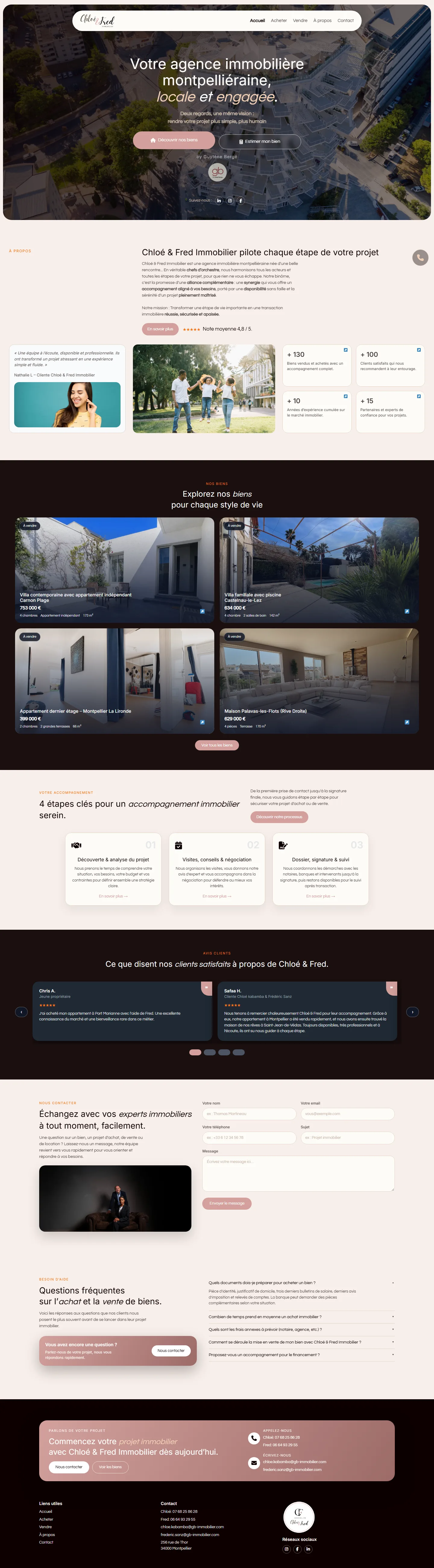 Le site Chloé & Fred Immobilier sur ordinateur : agence immobilière montpelliéraine