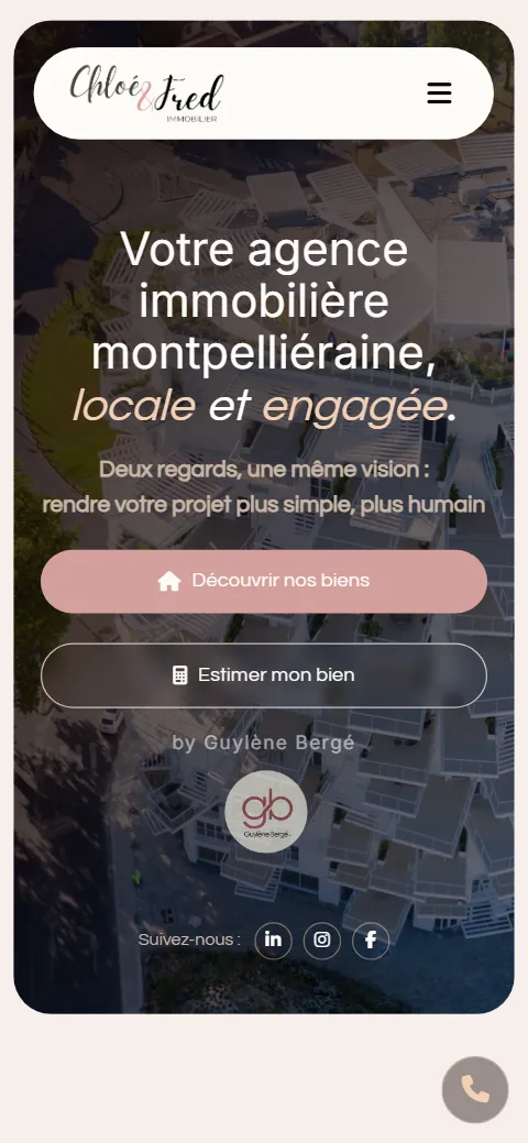 Le site Chloé & Fred Immobilier sur mobile