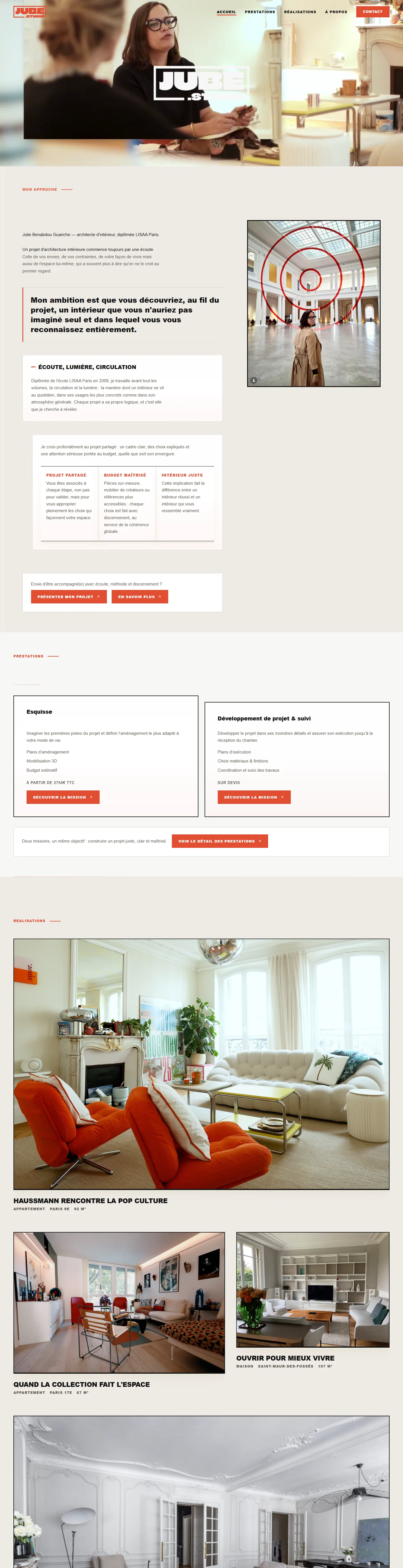 Le site Jube Studio sur ordinateur : studio d’architecture intérieure à Paris