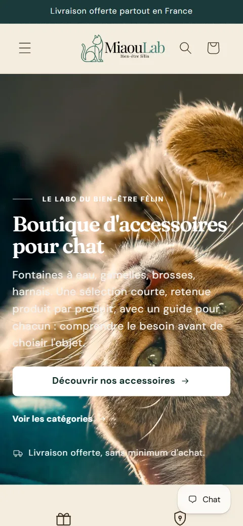 La boutique Miaou Lab sur mobile
